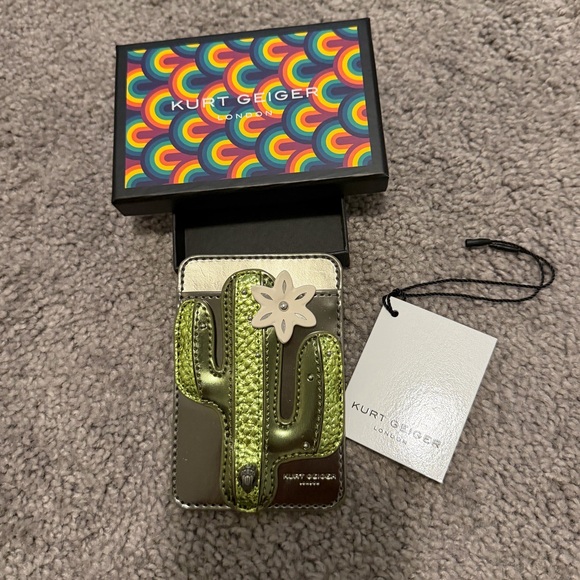 Kurt Geiger Green and Brown Cactus Card Holder NWT in box